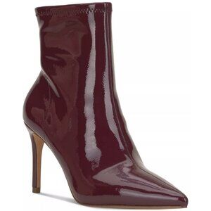 99$ Jessica Simpson Semaja Pointed-Toe Patent Dress Bootie Size 8 Berrylious Red